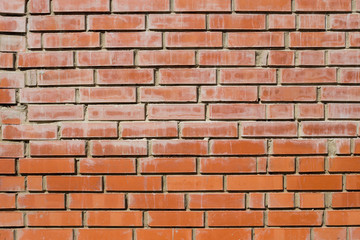 New red brick wall background. Vintage brick wall