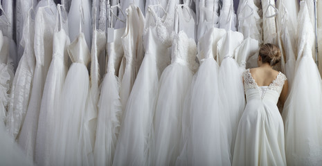 Girl chooses wedding dress