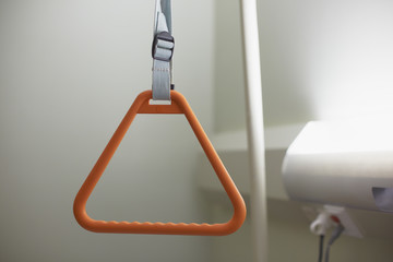 Close up of patient trapeze in a hospital bedroom