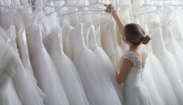 Girl chooses wedding dress