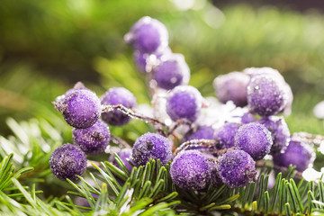 Still life composition with Christmas decorations and objects