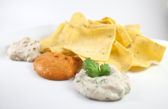 Chips with different kind of salsas