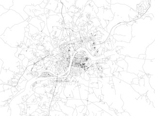 Strade di Pyongyang, cartina della città, Nord Corea. Mappa