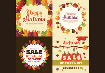 Set of 4 Square Autumn Cards 3