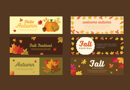 Set of 6 Autumn Banners