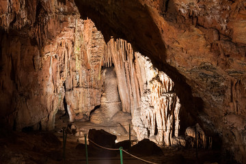Fototapeta na wymiar Scene from the amazing bulgarian cave Saeva Dupka 