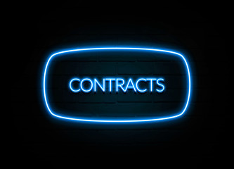 Contracts  - colorful Neon Sign on brickwall