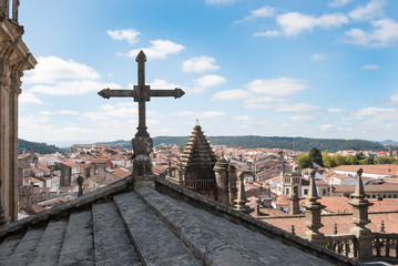 Views of the city of Santiago de Compostela from the roofs of its cathedral