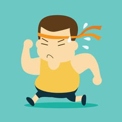 cartoon fat man running