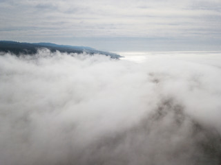 Aerial View of Fog and Northern California Coast