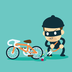 Naklejka premium thieve stealing bicycle