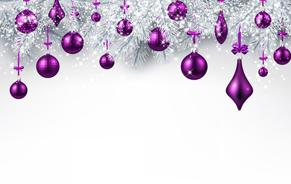 Background with purple Christmas ball.