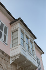 Fototapeta na wymiar Beautiful wooden white balcony 