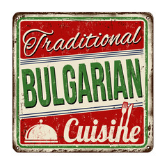 Traditional bulgarian cuisine vintage rusty metal sign