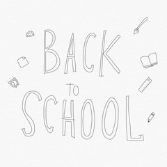 Back to school handwriting pencil sketch on paper background illustration, doodle style