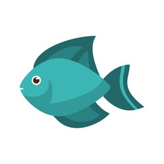 blue fish sideview icon image vector illustration design 