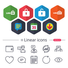 Login and Logout icons. Sign in icon. Locker.