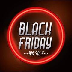 black friday sale inscription on red bright circle banner