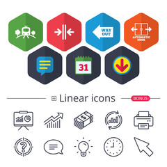 Train railway icon. Automatic door symbol.