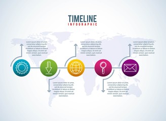Fototapeta premium timeline infographic world business download email search