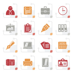 Stylized Business and Office Icons  - vector icon set