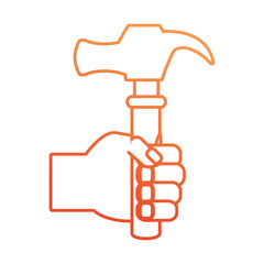 hand with  hammer  vector illustration