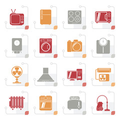Stylized home appliances and electronics icons - vector icon set