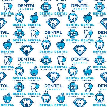 Vector dental label protection template illustration abstract seamless pattern background stomatology mouth graphic oral element