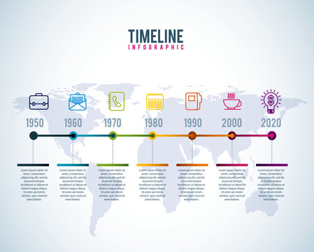 timeline infographic world business progress years diagram