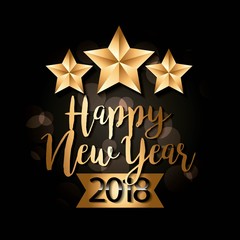 happy new year gold star and banner decoration