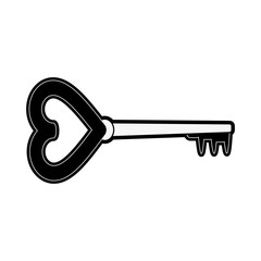 heart shape key valentines day related icon image vector illustration design  black and white