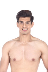 Fototapeta premium Mix Race Man blue white Swimwear with muscle fit firm