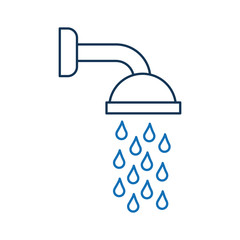 shower head in bathroom with water drops flowing