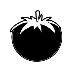 tomato whole fruit icon image vector illustration design  black and white
