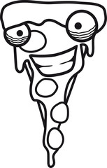 gesicht figur lebendig stück salami pizza lecker essen hunger comic cartoon