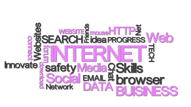 internet typography word cloud with relevant buzzwords pink