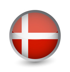 Obraz premium Denmark Flag Round Glossy Icon