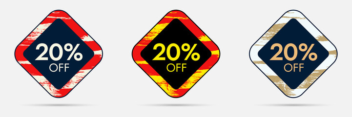 20% Off Discount Sticker. 20% Off Sale and Discount Price Banner