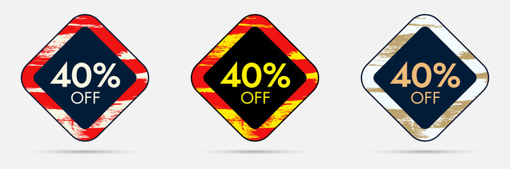 40% Off Discount Sticker. 40% Off Sale and Discount Price Banner