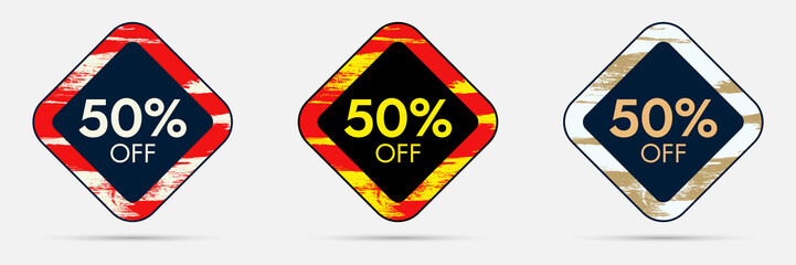 50% Off Discount Sticker. 50% Off Sale and Discount Price Banner