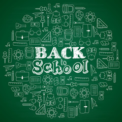 Hand drawn back to school doodles with school supplies