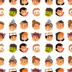 Cute kids wearing Halloween party costumes vector.