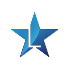 initial letter logo star blue color