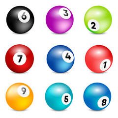 Bingo lottery balls. Vector lottery number balls set colorful. Vector illustration