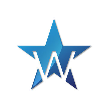 initial letter logo star blue color