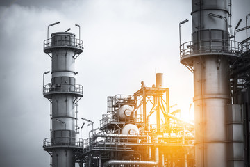 Close up Industrial zone. Plant oil and gas refinery industry.