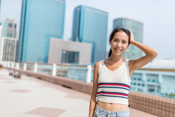 Fototapeta na wymiar Young woman travel in Hong Kong