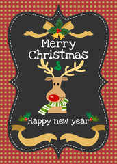 Merry Christmas and happy new year vector greeting card.