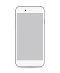 Silver phone white screen realistic vector
