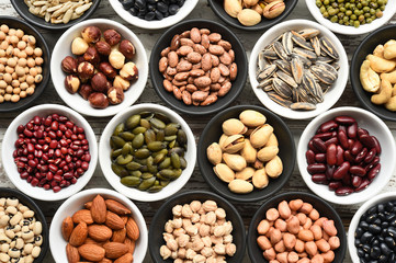 collection of different legumes for background